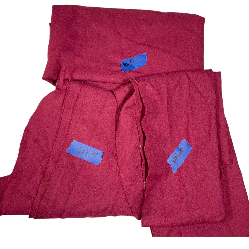 Burgundy Fabric Remnants 3 Piece Bundle Maroon Sewing Crafting‎ DIY Textile Wine